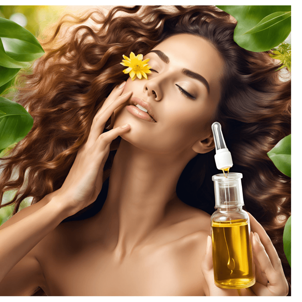 "Woman applying Vitamin E oil to her face, gently massaging it into her skin for hydration and radiance.